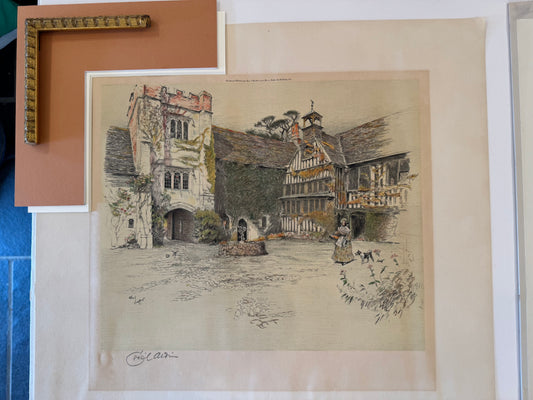COMING SOON: Cecil Aldin (British 1870 to 1935), Ightham Mote, Sevenoaks, Kent. Colour lithograph, signed in pencil by the artist.