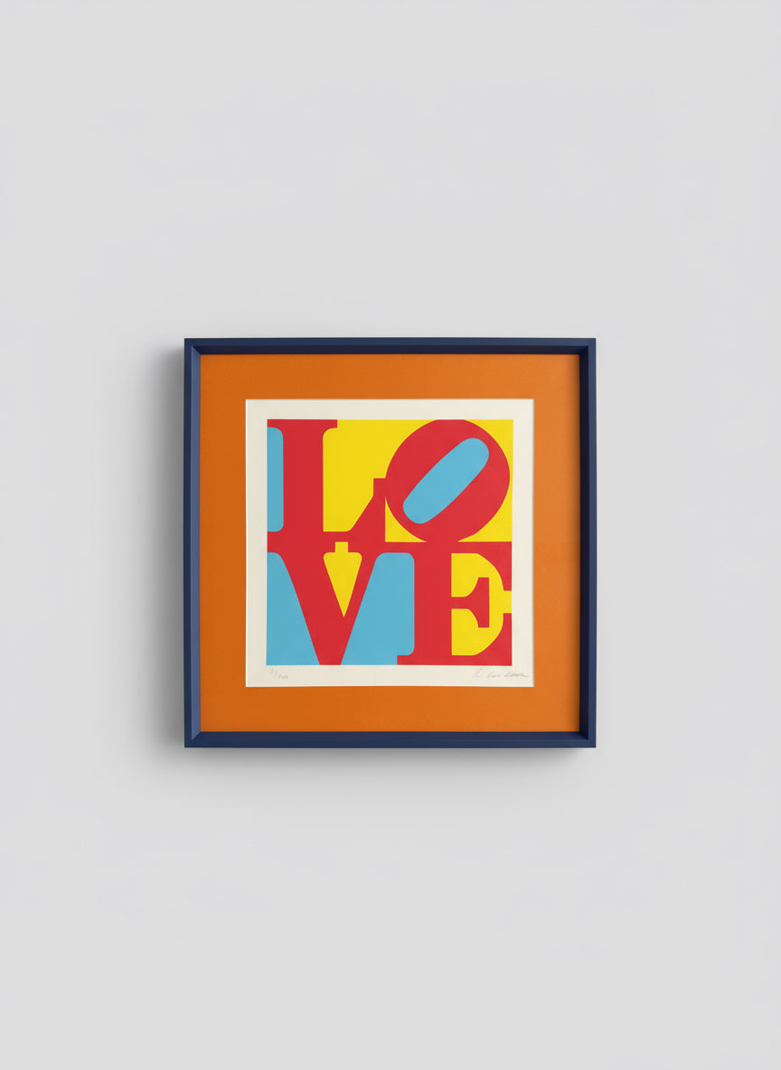 Framed Limited Edition signed artwork with 'LOVE' in bold letters by Robert Indiana 