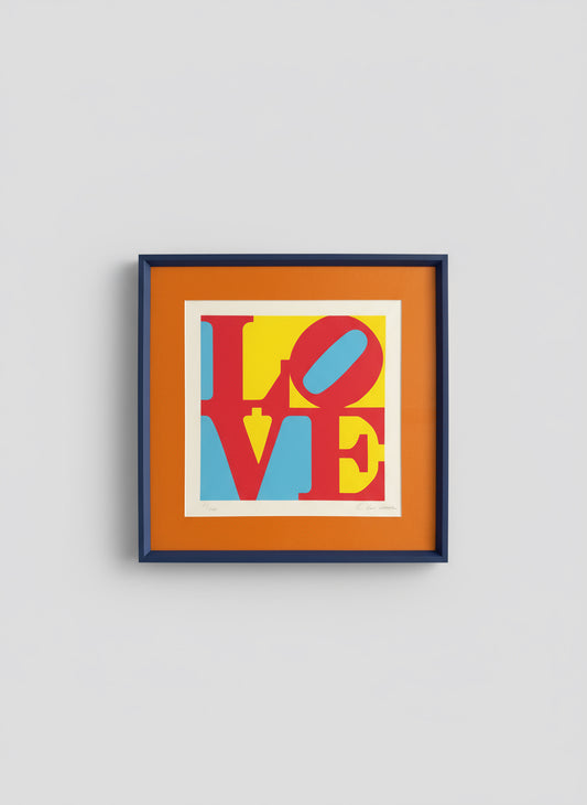 Framed Limited Edition signed artwork with 'LOVE' in bold letters by Robert Indiana 