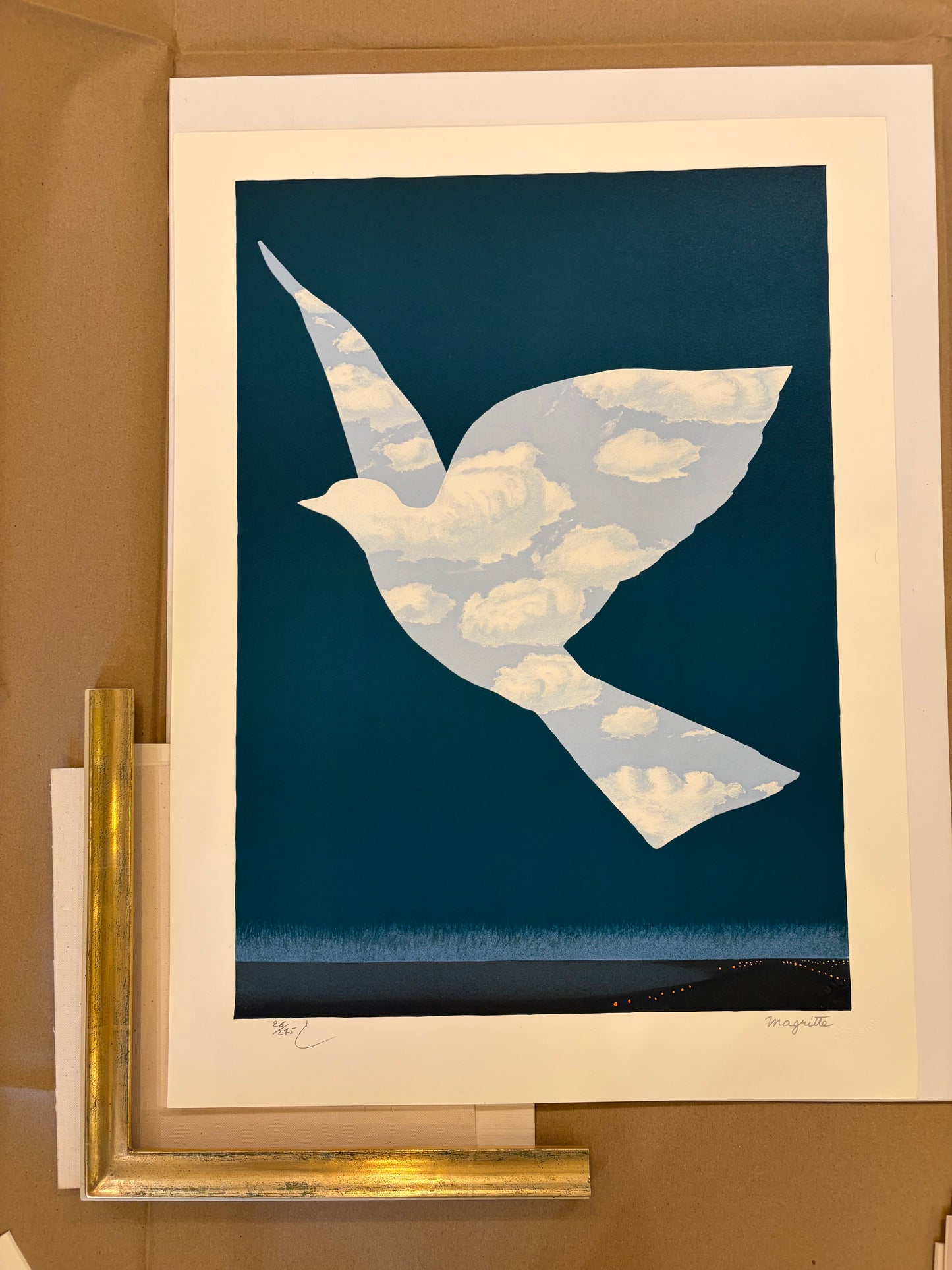 Rene Magritte | LIMITED EDITION 26 of 275 | lithograph titled "La Grande Famille". Dove with clouds. COMING SOON.
