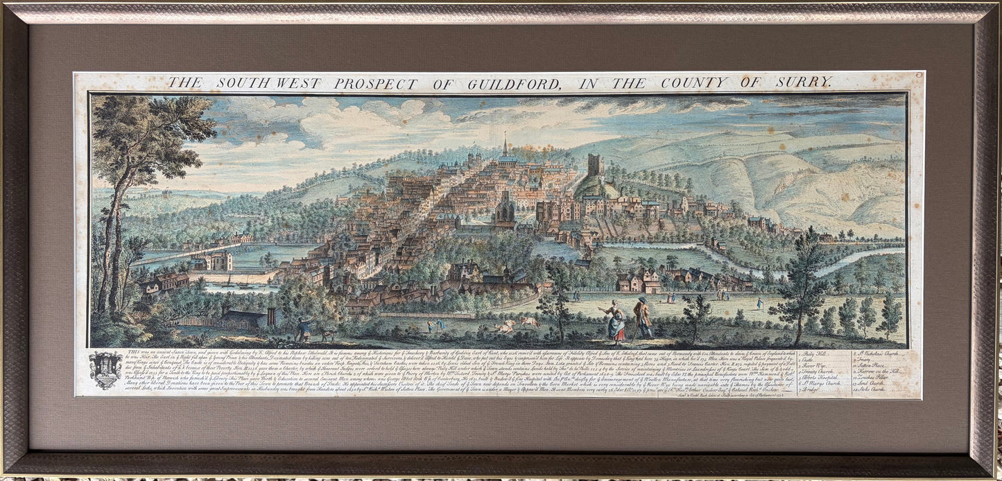 ANTIQUE MAP of GUILDFORD | by Samuel and Nathaniel Buck, 'The South West Prospect of Guildford