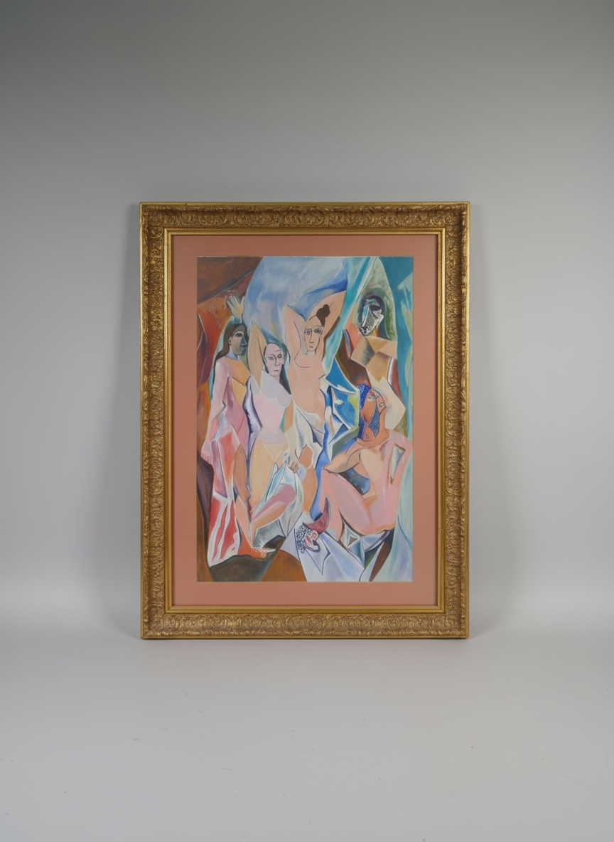 After Pablo Picasso, (Spanish, 1881-1973), Les Demoiselles d'Avignon, watercolour and gouache.