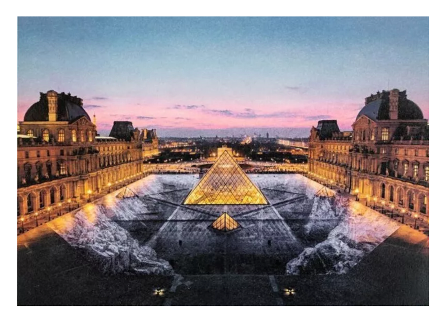 JR (French, b.1983) JR au Louvre, 29 Mars 2019, 19h45 © Pyramide, architecte I. M. Pei, musée du Louvre, Paris, France - 2021 signed and dated.